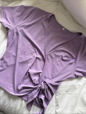 Women’s Tie-Front Ribbed Top - Lavender